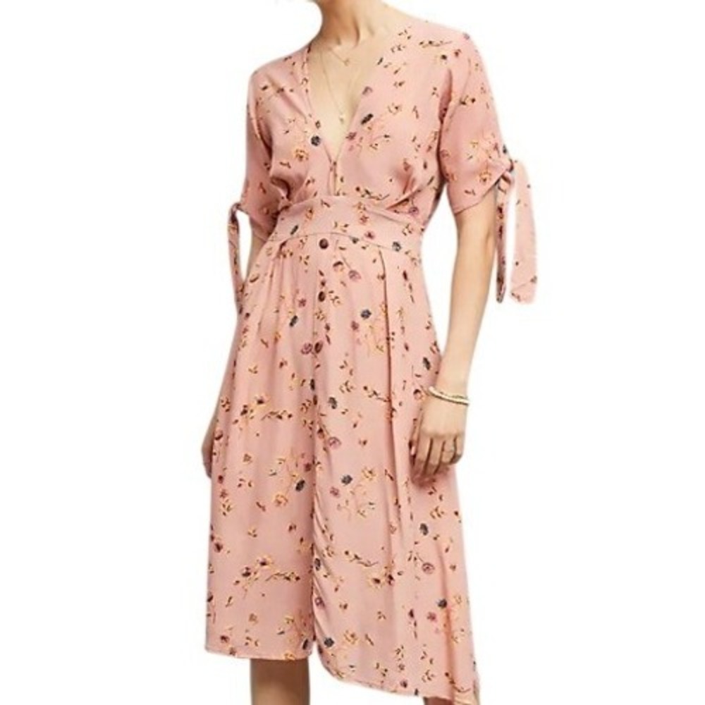 NEW Faithfull the Brand Nina Floral Midi Wrap Dress Salina‎ Pink Size 4